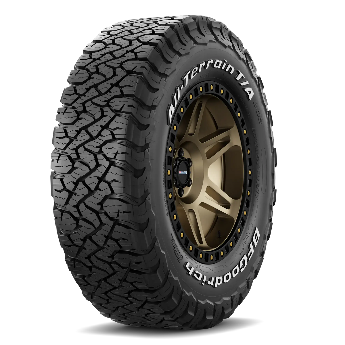BFGoodrich All-Terrain T/A KO3 tire showing tread and sidewall — representative manufacturer image; selected size and sidewall may vary