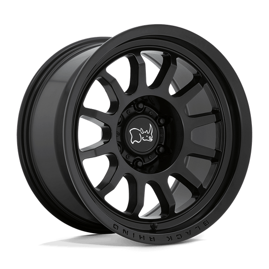 Black Rhino RAPID Matte Black wheel showcasing a multi-spoke design and stepped lip for off-road performance.