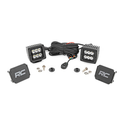 ROUGH COUNTRY LED Light Kit | Ditch Mount | 2" Black Pair | Spot Pattern | Ford Bronco (21-25) | 71047