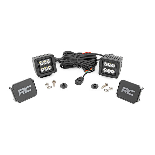ROUGH COUNTRY LED Light Kit | Ditch Mount | 2" Black Pair | Spot Pattern | Ford Bronco (21-25) | 71047