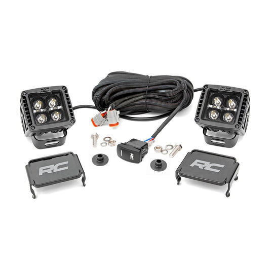 ROUGH COUNTRY LED Light Kit | Ditch Mount | 2" Black Pair | Amber DRL | Ford Bronco (21-25) | 71049