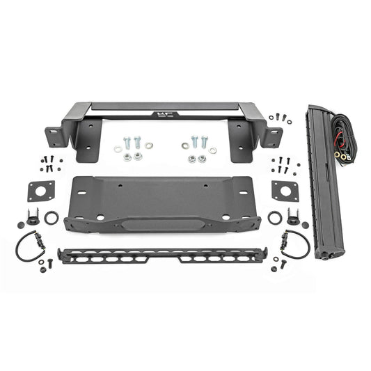 ROUGH COUNTRY High Winch Mount | All Models | 20 Inch Black Single Row LED | Ford Bronco (21-25) | 51067