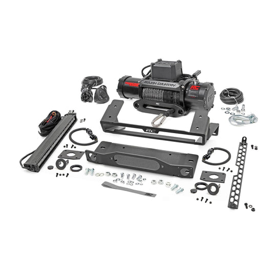ROUGH COUNTRY High Winch Mount | All Models | 9500S | 20 Inch Black Single Row LED | Ford Bronco (21-25) | 51096