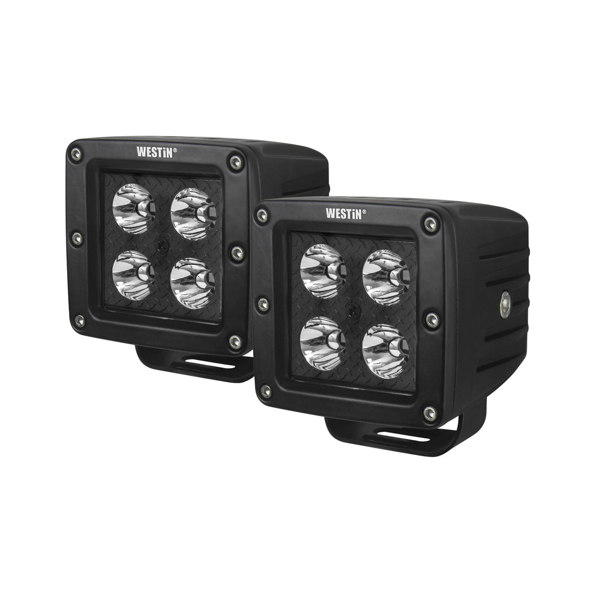 Westin HyperQ B-FORCE LED Auxiliary Lights Set of (2) 3.2" x 3" 5W Cree Spot beam w/ plate