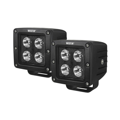 Westin HyperQ B-FORCE LED Auxiliary Lights Set of (2) 3.2" x 3" 5W Cree Spot beam w/ plate