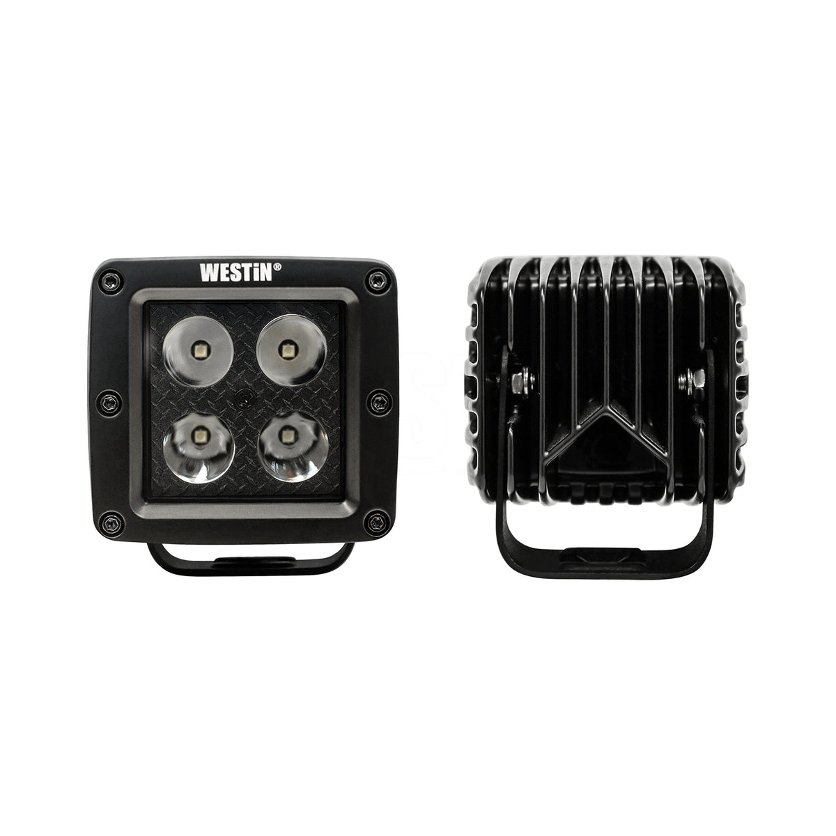 Westin HyperQ B-FORCE LED Auxiliary Lights Set of (2) 3.2" x 3" 5W Cree Spot beam w/ plate