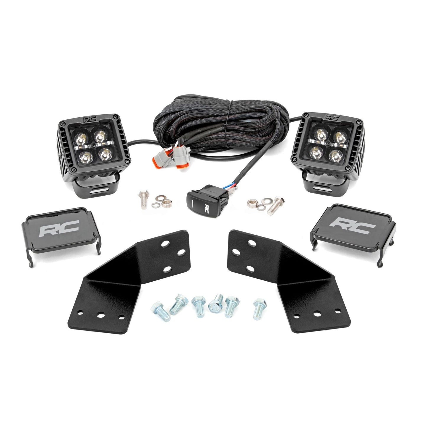 ROUGH COUNTRY LED Light Kit | Rear Mount | 2" Black Pair | Amber DRL | CFMOTO UFORCE 1000 | 96112