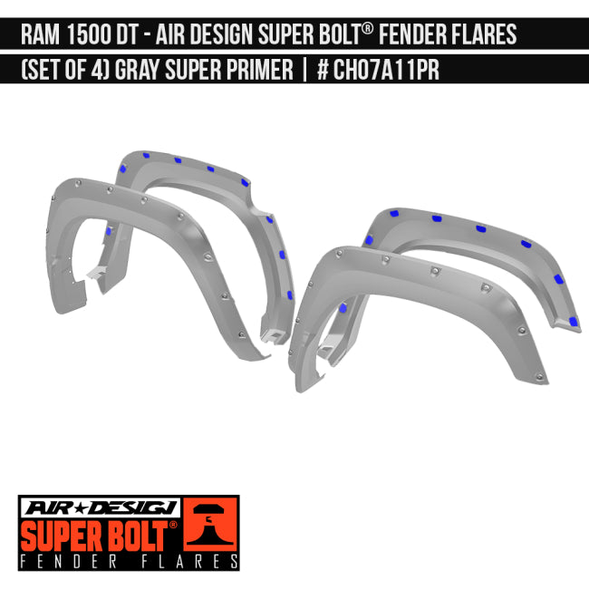 AIRDESIGN Super Bolt Fender Flares 19–24 Ram 1500 DT Gray Super Primer