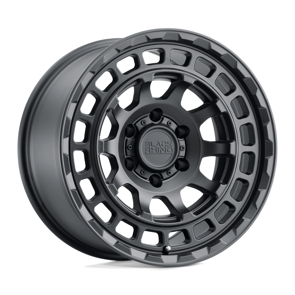 Black Rhino CHAMBER Matte Black wheel showcasing classic motorsport styling and off-road performance features.