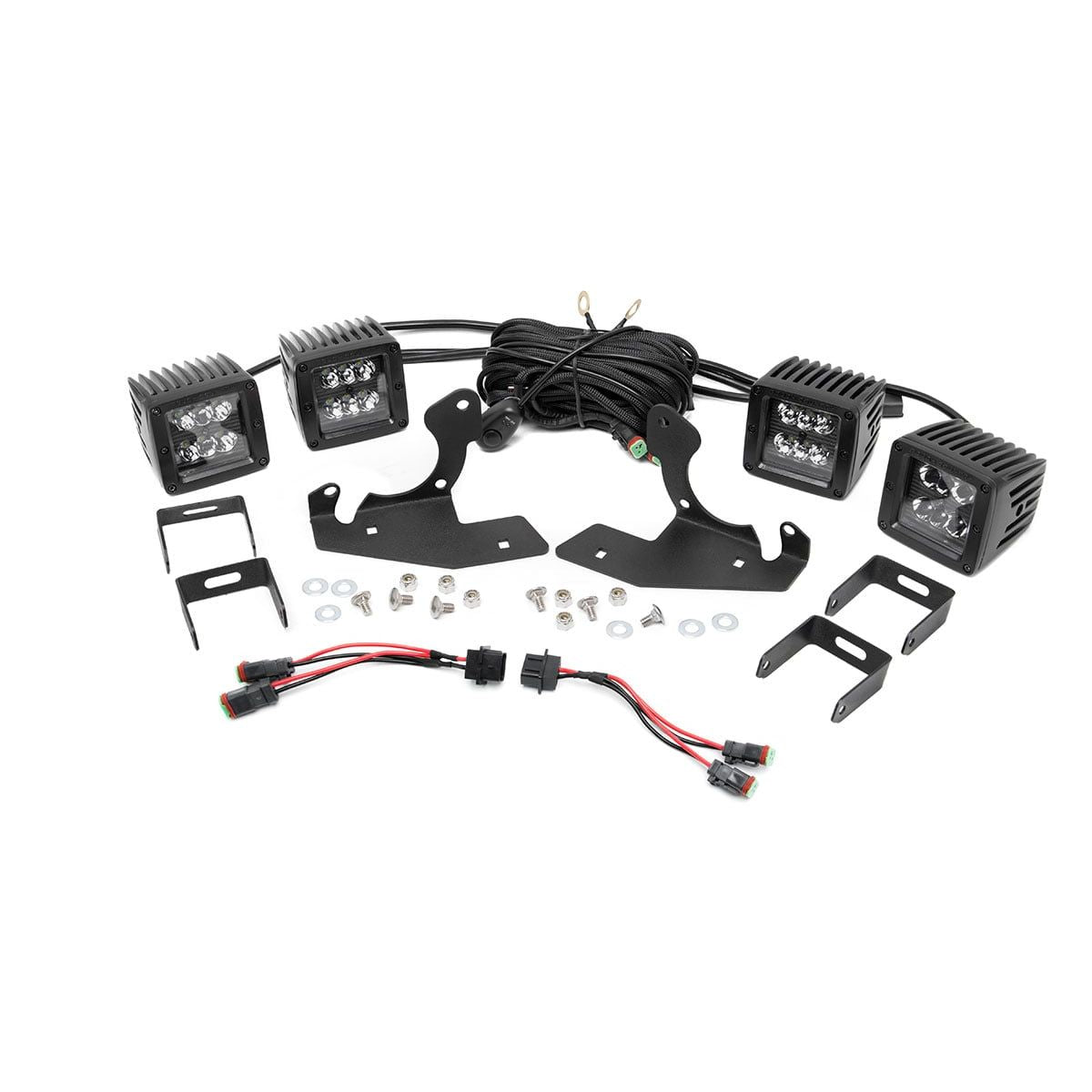 ROUGH COUNTRY LED Light Kit | Fog Mount | Dual 2" Black Pairs | Chevy Silverado 1500/2500HD/3500HD 2WD/4WD | 70762