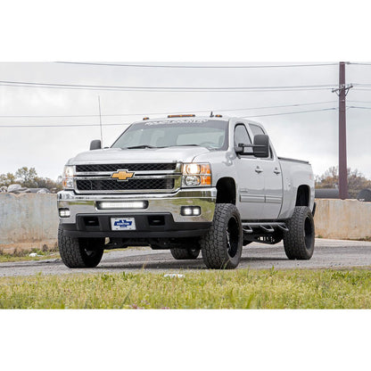 ROUGH COUNTRY LED Light Kit | Fog Mount | 2" Black Pair | White DRL | Chevy Silverado 2500 HD/3500 HD (11-14) | 70628DRL