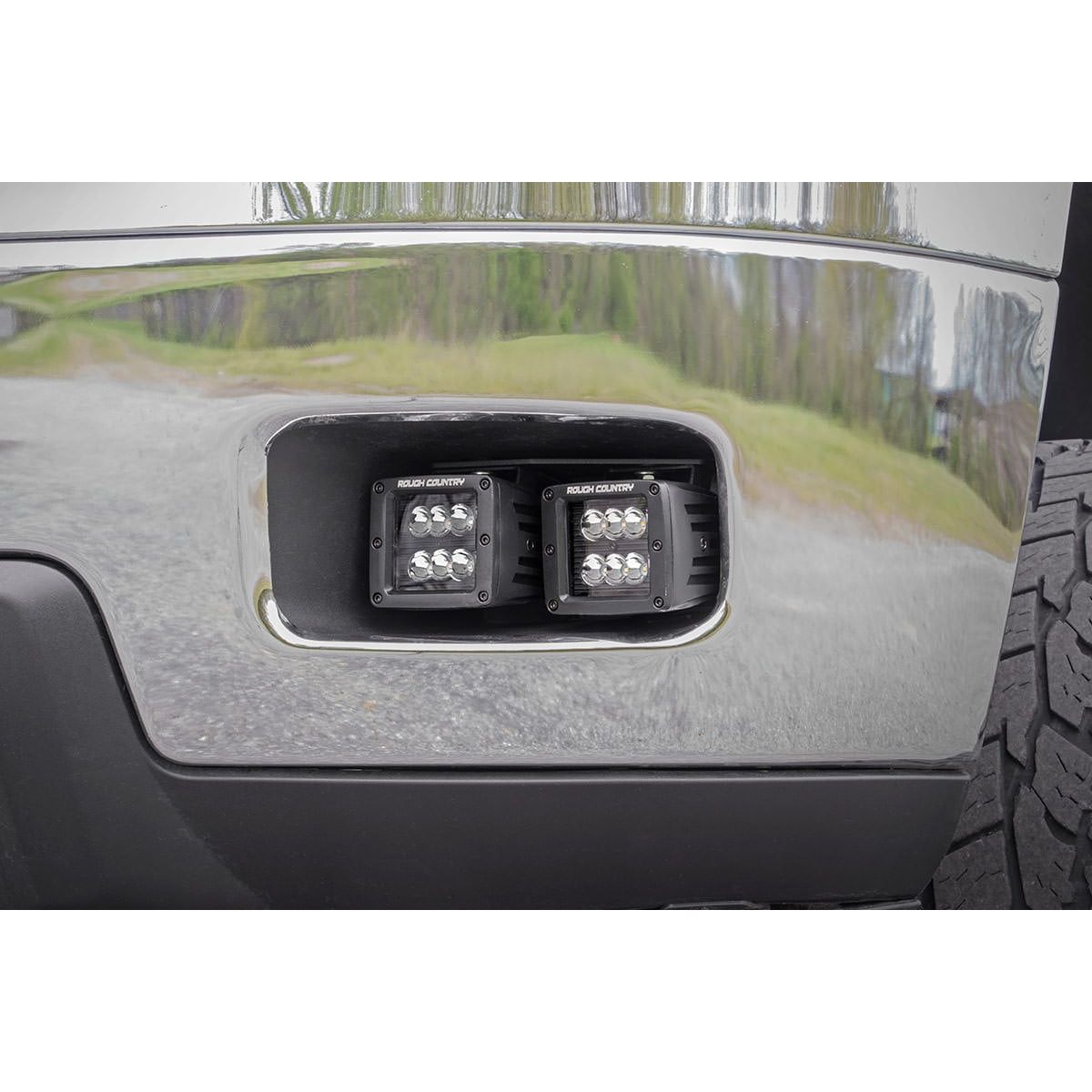 ROUGH COUNTRY LED Light Kit | Fog Mount | Dual 2" Black Pair | Chevy Silverado 2500 HD/3500 HD (11-14) | 70628