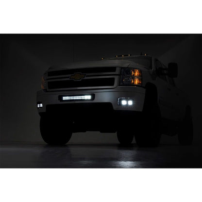 ROUGH COUNTRY LED Light Kit | Fog Mount | 2" Black Pair | Amber DRL | Chevy Silverado 2500 HD/3500 HD (11-14) | 70628DRLA