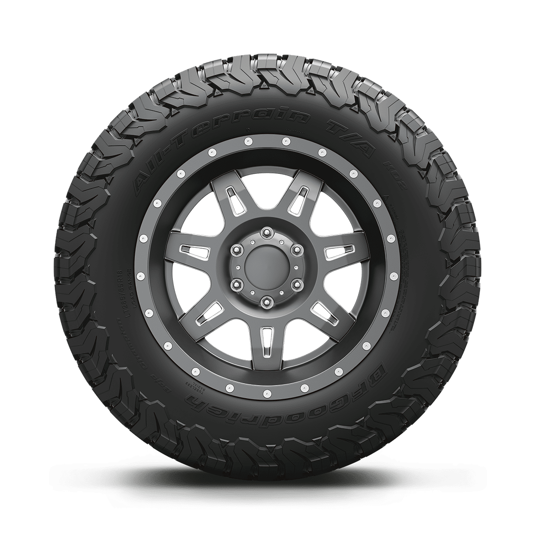 BFGoodrich All-Terrain T/A KO2 tire mounted on wheel for Jeep, Ford Bronco, truck and SUV applications