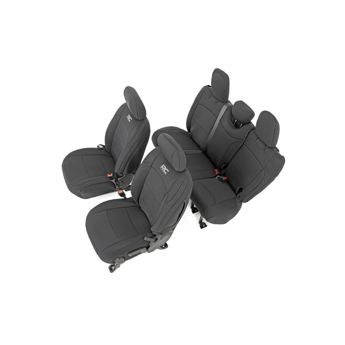 ROUGH COUNTRY Seat Covers | Front and Rear w/ Armrest | Jeep Wrangler Unlimited 4WD (18-25) | 91012