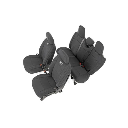 ROUGH COUNTRY Seat Covers | Front and Rear w/ Armrest | Jeep Wrangler Unlimited 4WD (18-25) | 91012