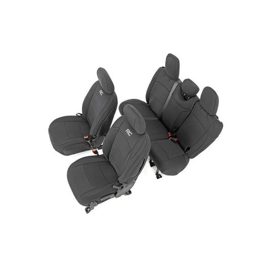 ROUGH COUNTRY Seat Covers | Front and Rear w/ Armrest | Jeep Wrangler Unlimited 4WD (18-25) | 91012