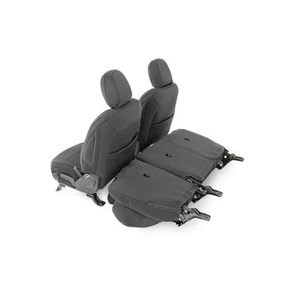 ROUGH COUNTRY Seat Covers | Front and Rear w/ Armrest | Jeep Wrangler Unlimited 4WD (18-25) | 91012