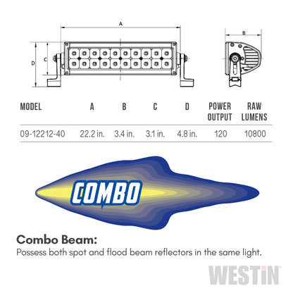WESTIN AUTOMOTIVE | B-FORCE LED Light Bar  All  B-FORCE LED Light Bar Double Row 20" Combo w/3W Cree  Black | 09-12212-40C