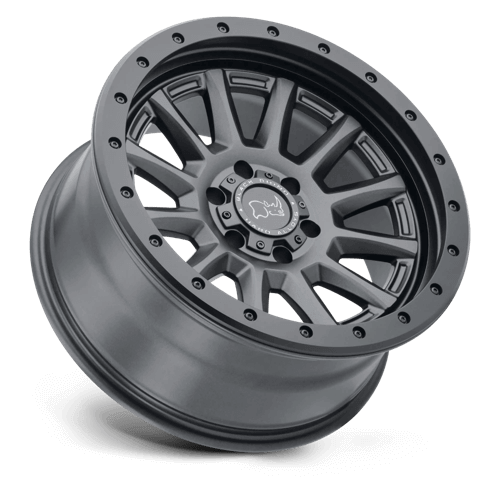 Black Rhino DUGGER Gun Black wheel showcasing a rugged 12-spoke design with an inset profile.