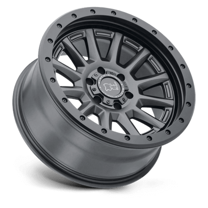 Black Rhino DUGGER Gun Black wheel showcasing a rugged 12-spoke design with an inset profile.