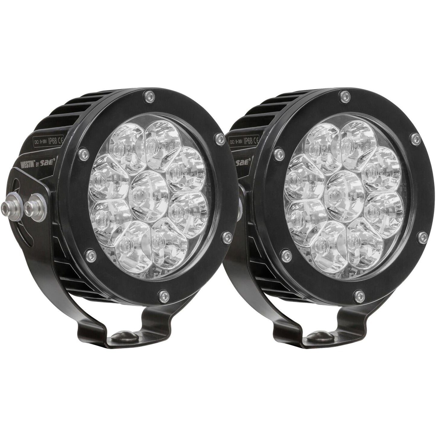 WESTIN AUTOMOTIVE | Axis LED Auxiliary Light  All  LED Auxiliary Light 4.75" Round Flood w/3W Osram (Set-2)  Blac | 09-12007B-PR