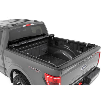 ROUGH COUNTRY Soft Roll Up Bed Cover | 5'7" Bed | Ford F-150/F-150 Lightning/Raptor  (15-25) | 42220550