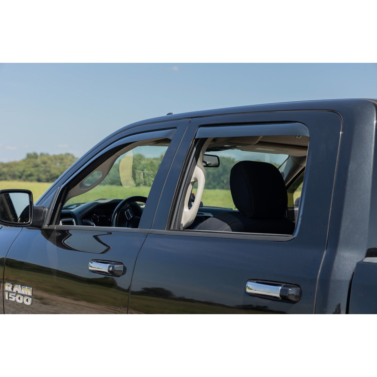 ROUGH COUNTRY Side Window Deflectors | In Channel Rain Guard | Ram 1500/2500/3500 (10-25 & Classic CREW CAB) | 840924