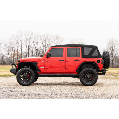 ROUGH COUNTRY Oval Nerf Steps | 4 Door | Black | Jeep Wrangler Unlimited 4WD (2018-2025) | 21016