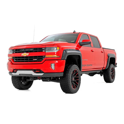 ROUGH COUNTRY Pocket Fender Flares | 6'7" & 8' Bed | G1C Overcast | Chevy Silverado 1500 (14-18)/2500HD | F-C11412B-G1C