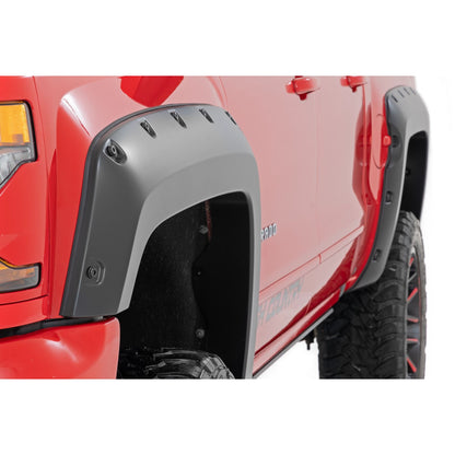 ROUGH COUNTRY Pocket Fender Flares | 5'9" Bed | GAZ Summit White | Chevy Silverado 1500 (14-18 & Classic) | F-C11413A-GAZ