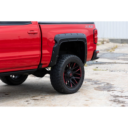 ROUGH COUNTRY Fender Flares | Defender l 5'9" Bed  | G9K Satin Steel | Chevy Silverado 1500 (14-18 & Classic) | A-C11612-G9K