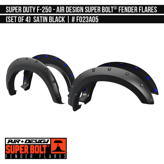 AIRDESIGN Super Bolt Fender Flares 17–22 Ford F-250 Satin Black