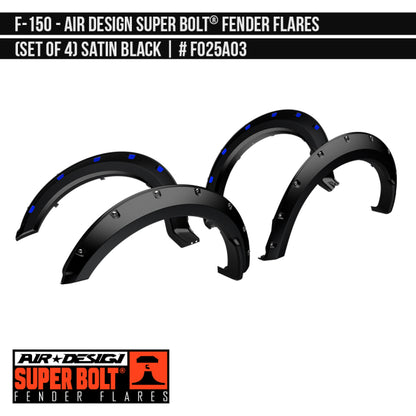 AIRDESIGN Super Bolt Fender Flares 18–20 Ford F-150 Satin Black