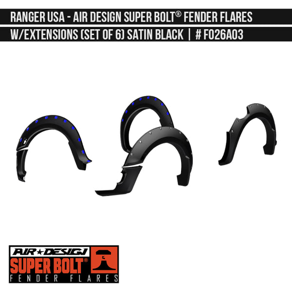 AIRDESIGN | Super Bolt Fender Flares | 19–23 Ford Ranger | FO26A03 / FO26A03PR