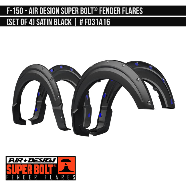 AIRDESIGN Super Bolt Fender Flares 21–25 Ford F-150 Satin Black