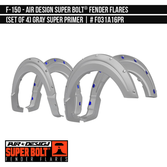 AIRDESIGN Super Bolt Fender Flares 21–25 Ford F-150 Gray Super Primer