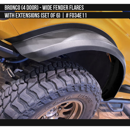 AIRDESIGN Wide Fender Flares 21–26 Ford Bronco Textured Black