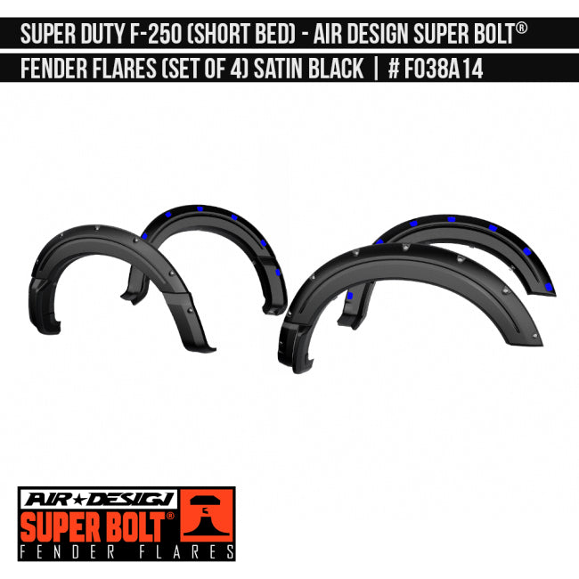 AIRDESIGN Super Bolt Fender Flares 23–25 Ford F-250 Satin Black