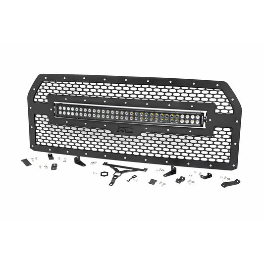 ROUGH COUNTRY Mesh Grille | 30" Dual Row LED | Black | Amber DRL | Ford F-150 (15-17) | 70193BDA
