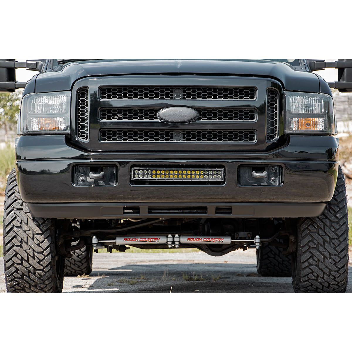 ROUGH COUNTRY LED Light Kit | Bumper | 20" Chrome Dual Row | Amber DRL | Ford F-250/F-350 Super Duty (05-07) | 70664DRLA