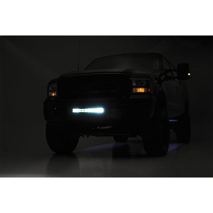 ROUGH COUNTRY LED Light Kit | Bumper Mount | 20" Black Dual Row | Amber DRL | Ford F-250/F-350 Super Duty (05-07) | 70665DRLA