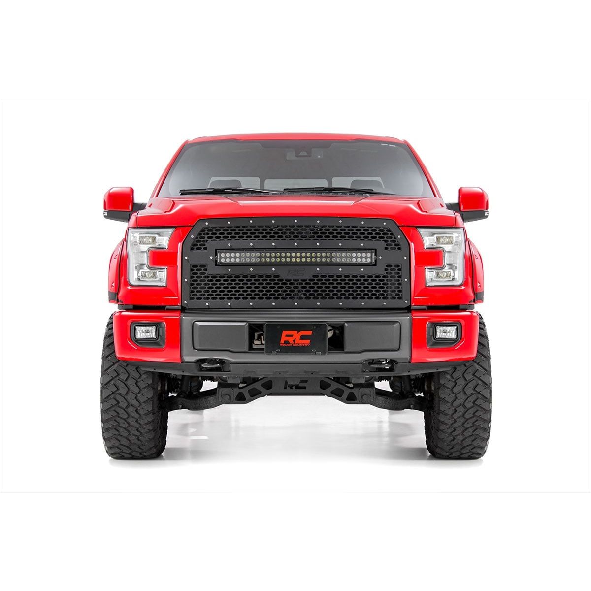 ROUGH COUNTRY Mesh Grille | 30" Dual Row LED | Black | Ford F-150 2WD/4WD (2015-2017) | 70193