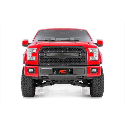 ROUGH COUNTRY Mesh Grille | 30" Dual Row LED | Black | Ford F-150 2WD/4WD (2015-2017) | 70193