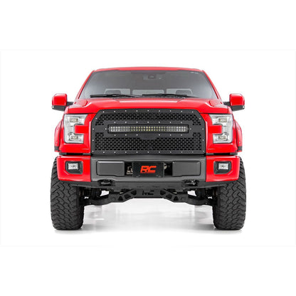 ROUGH COUNTRY Mesh Grille | 30" Dual Row LED | Black Ser | Ford F-150 2WD/4WD (2015-2017) | 70193DRL