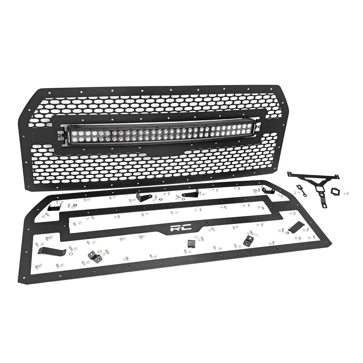 ROUGH COUNTRY Mesh Grille | 30" Dual Row LED | Black | Ford F-150 2WD/4WD (2015-2017) | 70193