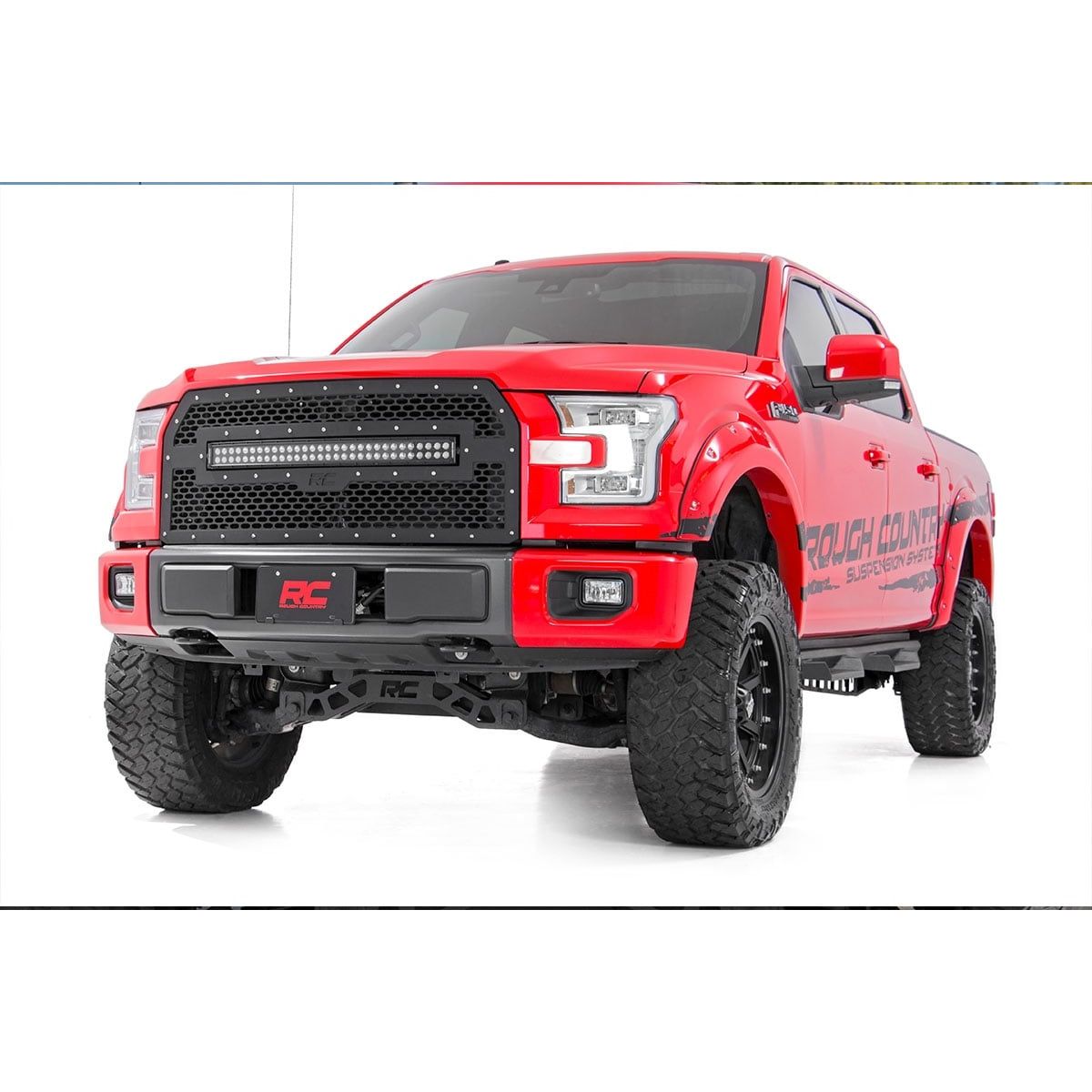 ROUGH COUNTRY Mesh Grille | 30" Dual Row LED | Black | Ford F-150 2WD/4WD (2015-2017) | 70193