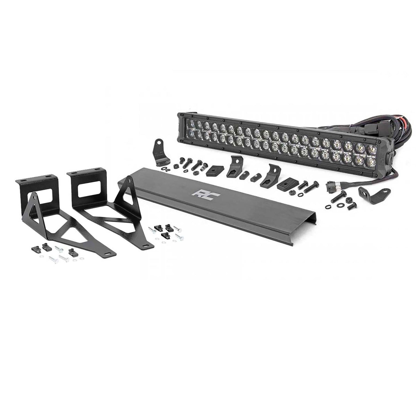 ROUGH COUNTRY LED Light Kit | Bumper Mount | 20" Black Dual Row | White DRL | Ford F-250/F-350 Super Duty (05-07) | 70665DRL