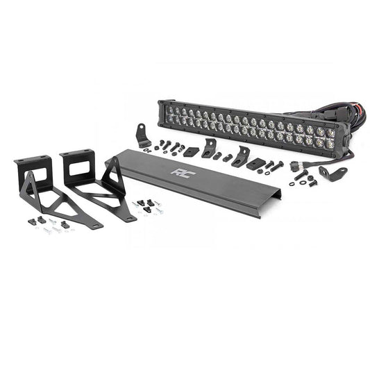 ROUGH COUNTRY LED Light Kit | Bumper Mount | 20" Black Dual Row | White DRL | Ford F-250/F-350 Super Duty (05-07) | 70665DRL