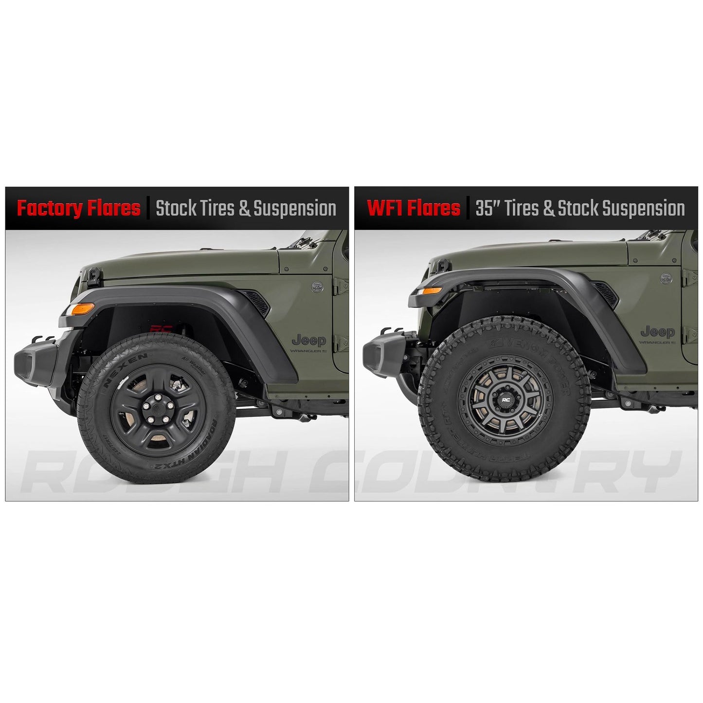 ROUGH COUNTRY | WF1 Fender Flares  Jeep Gladiator JT 4WD (2020-2025) | A-J02022